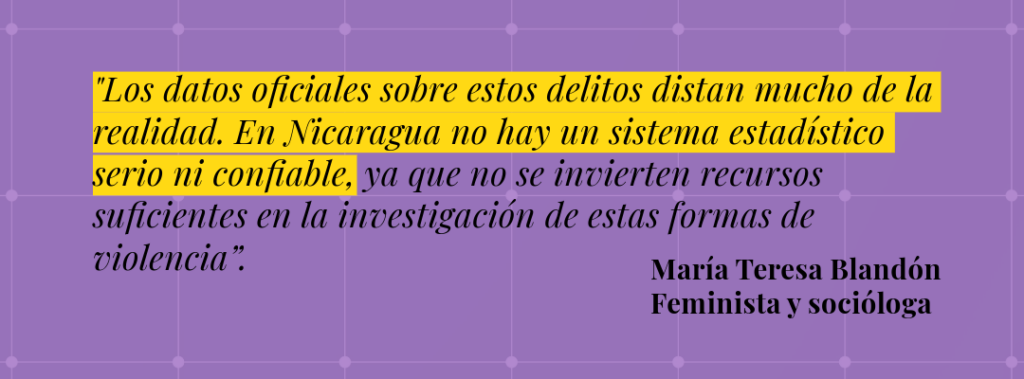 En temas de violencia de género, niñez y adolescencia los datos no son confiables, señala María Teresa Blandón.