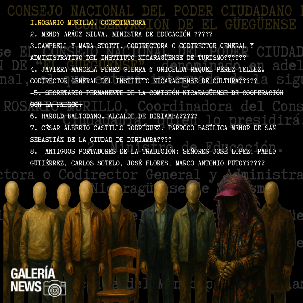 ¿Quiénes podrían ser las personas integrantes del Consejo Nacional del Poder Ciudadano para la protección y conservación de El Güegüense? Los evidentes y no evidentes| @Galería News